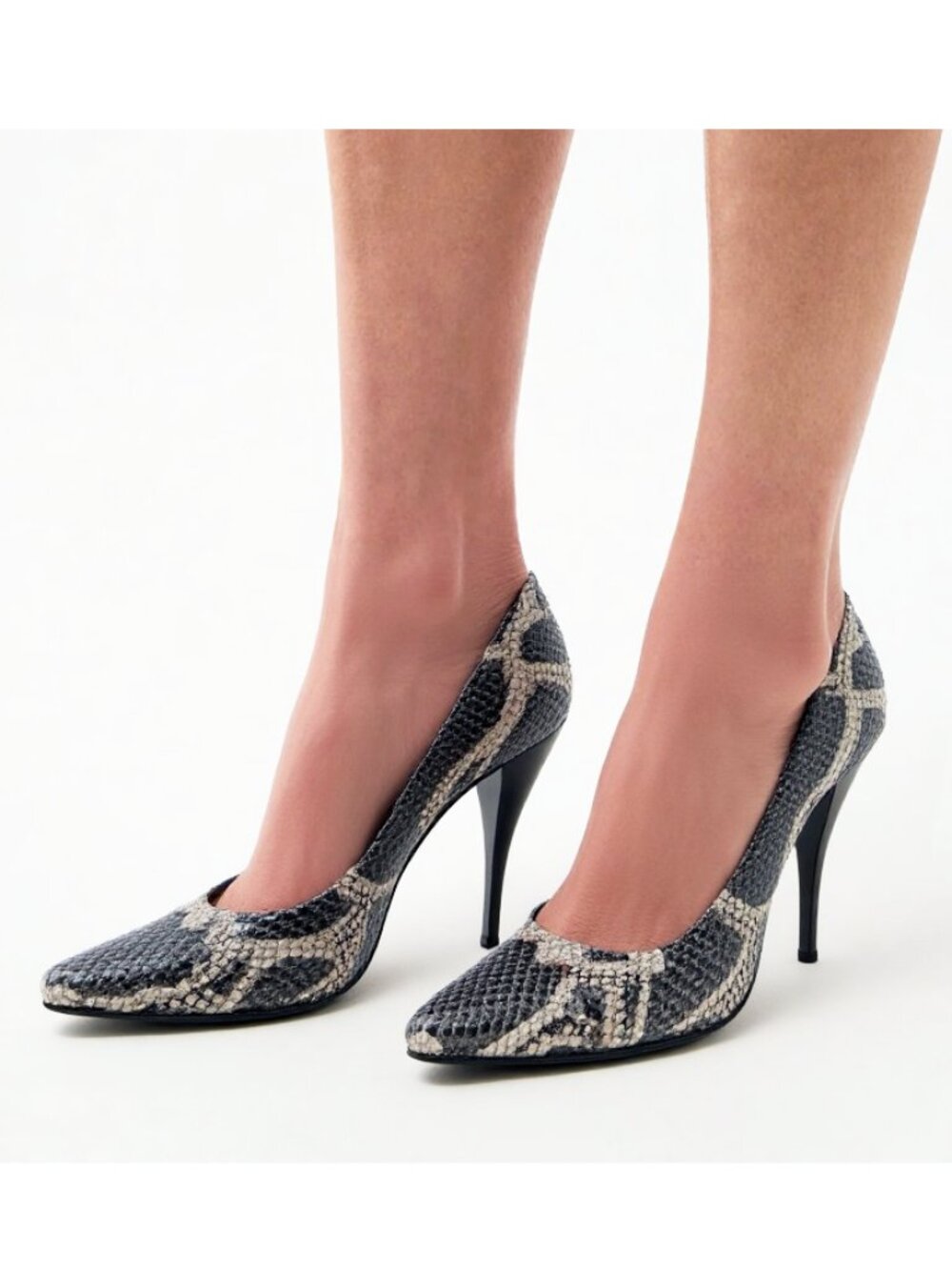 Stuart Weitzman Grey Python Leather Pointed Toe Pumps Heels Sz 8
